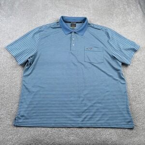 Greg Norman‎ Polo Shirt Mens 2XL XXL Blue Stripes Performance Golf Tasso Elba